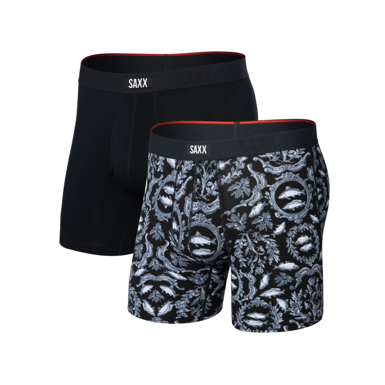 SAXX Boxershorts Vibe Xtra Soft Comfort Boxer Brief Fly schwarz/weiss Herren - 2 Stück